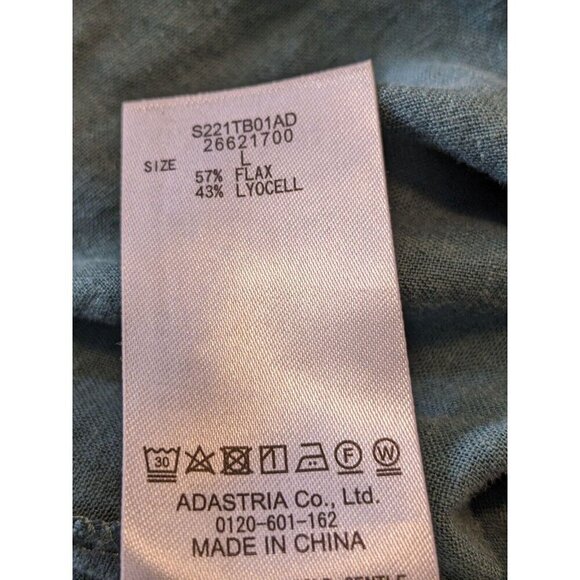 Niko And Womens L Blouse Top Green Flax Japanese Lagenlook Lyocell Button Up - Picture 5 of 6